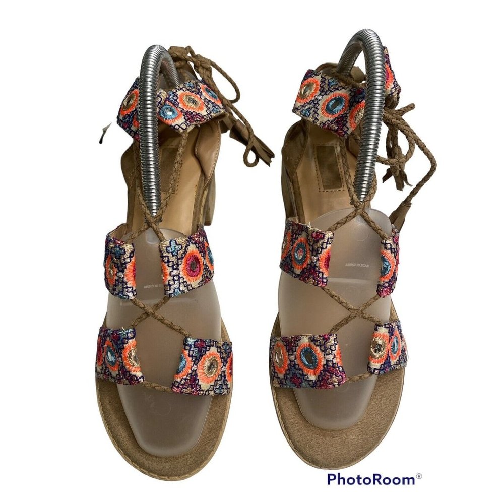 Forever 21 Sandals Size 7 Boho Multicolor Open Toe Strappy NEW